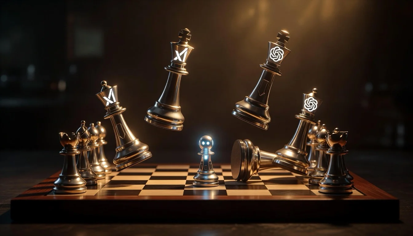 Chess pieces falling while an autonomous agent stands untouched