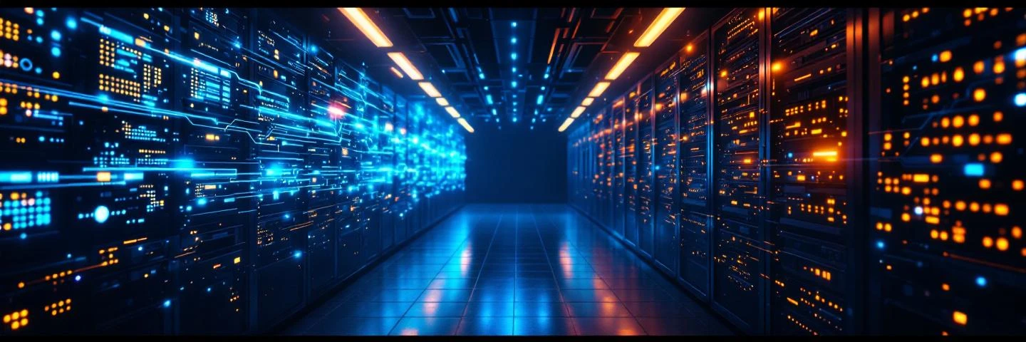 Vintage computer mainframe room merging with modern AI infrastructure β visual metaphor for old problems in new systems