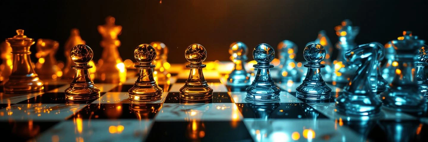 A chess board where some pieces are transparent and untrustworthy β visual metaphor for trust verification in AI systems